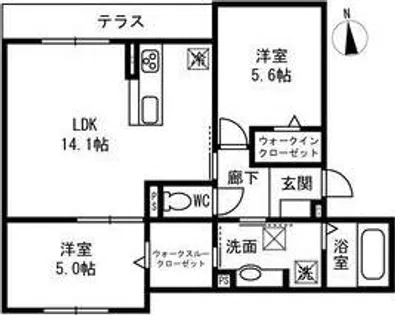 Passaro Grande北田辺【2階】の間取り