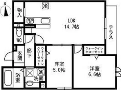 Passaro Grande北田辺【1階】の間取り