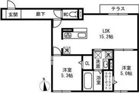 Passaro Grande北田辺【1階】の間取り