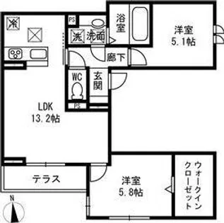 Passaro Grande北田辺【1階】の間取り