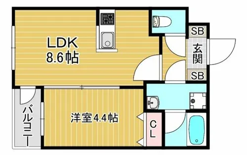 GlanZ 六ツ門【1階】の間取り