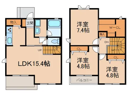 愛知県小牧市大字上末【テラスハウス】の間取り