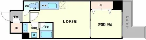 クロスレジデンス阿波座【8階】の間取り