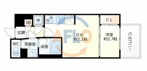 シーズンフラッツ中崎【15階】の間取り
