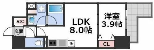 クロスレジデンス阿波座【8階】の間取り