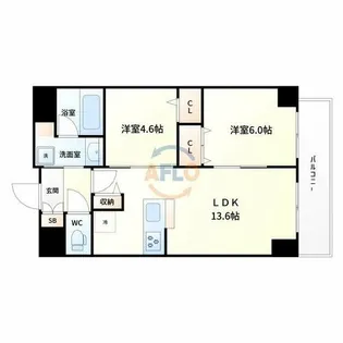 セレーノ北野【6階】の間取り