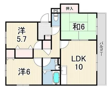 ヴィーブル芦屋【2階】の間取り
