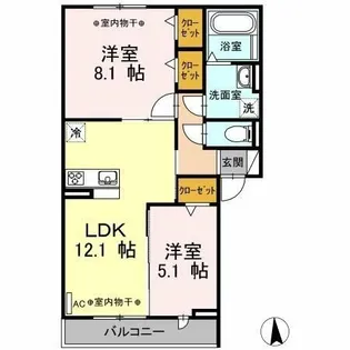 ミ・カーサ関田Ⅱ【2階】の間取り