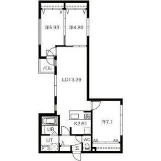 City Premier(シティプレミア)北6条【3階】の間取り