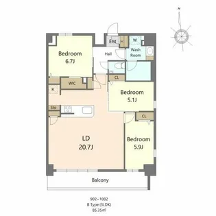 S-RESIDENCE愛宕SOUTH【1405号室】の間取り