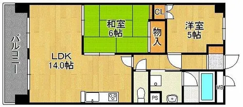 リファレンス箱崎【13階】の間取り