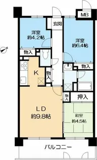 ダイアパレス北六甲【4階】の間取り