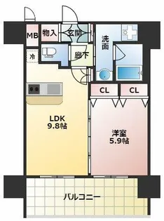 スプランディッド江坂駅前【5階】の間取り