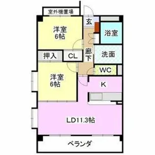 レージュ新栄町【205号室】の間取り