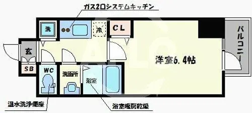 ララプレイス難波シエール【8階】の間取り