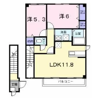 ベルクール石川2号館【2階】の間取り
