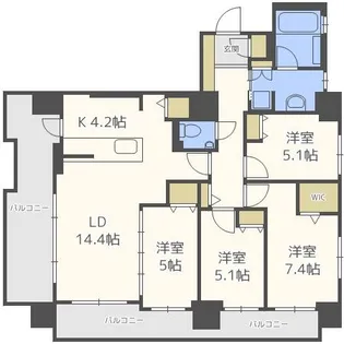 クリオ円山鳥居前【7階】の間取り