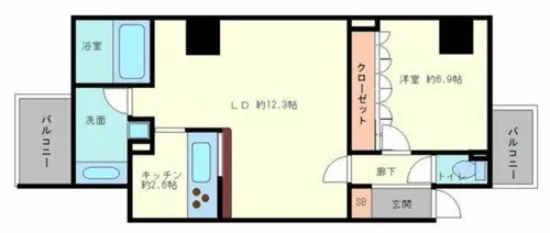 アステリオ北堀江 ザ・メトロタワー【17階】の間取り