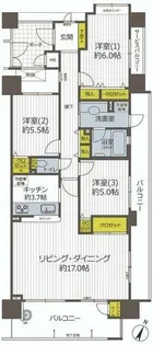 コスモシティ神戸本山【1230号室】の間取り