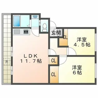 マンションシャトー【1階】の間取り