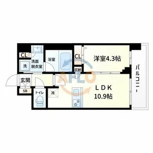 スプランディッド難波キャトル【12階】の間取り