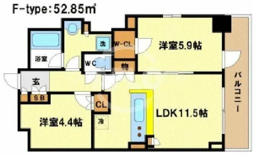 パークアクシスうつぼ公園【3階】の間取り