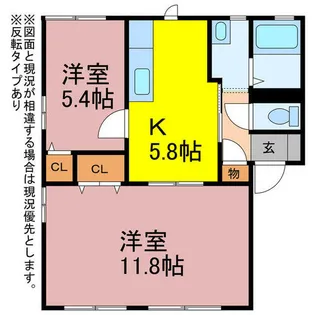 クレール東田【B101号室】の間取り