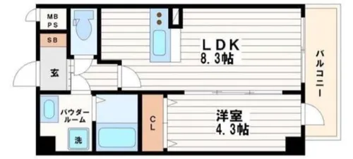 シャングリラ生玉【4階】の間取り