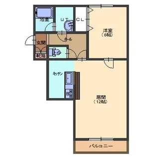 インデュコース【101号室】の間取り