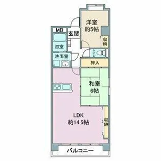 フジパークハイツB棟【401号室】の間取り