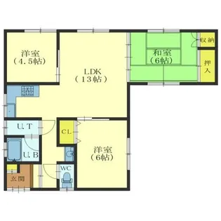本通1丁目13番1棟2戸【1階】の間取り