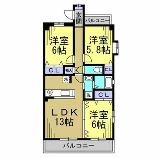 レジオン・ド・ヌール【206号室】の間取り
