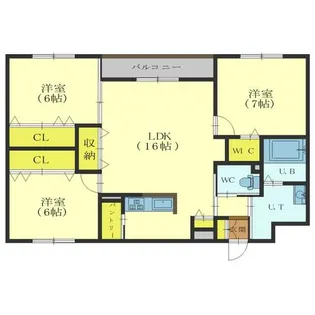 クレールマンション湯の川【2階】の間取り