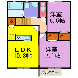 カーサ・デルソーレKHK【2階】の間取り