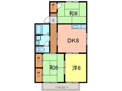 ハピネスハイツA【2階】の間取り
