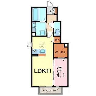 ヴィラ・クオーレⅡ A棟【102号室】の間取り