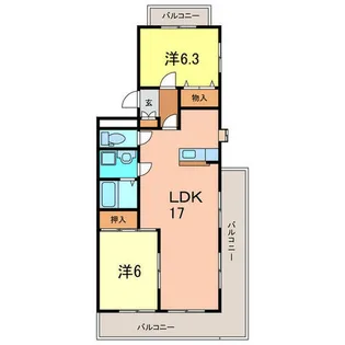ロイヤルグリーン【201号室】の間取り