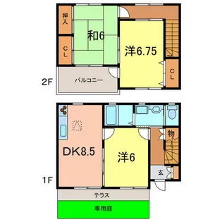 愛知県岡崎市北野町字狐畔【テラスハウス】の間取り