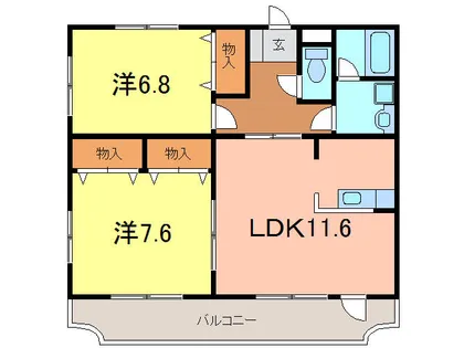 パストラーレ的場丘B棟【1階】の間取り