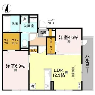 GRAMM松室吾田神町B【1階】の間取り