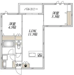 ブルーメ夙川【301号室】の間取り