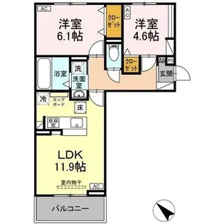 愛知県豊田市花園町林【アパート】の間取り