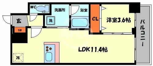 DOUBLE NINE RESIDENCE TENNOJIMINAMI【8階】の間取り