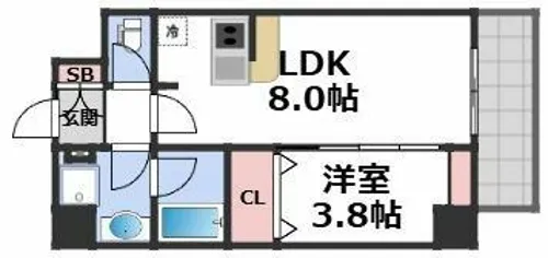 コンフォリア・リヴ桜川ソルテラス【4階】の間取り