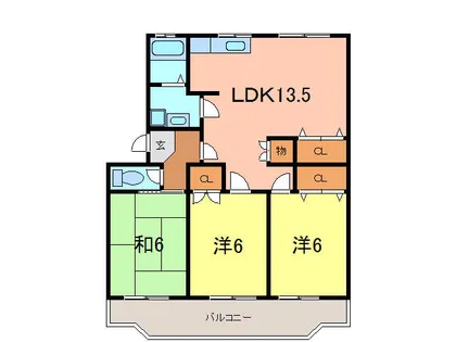 スカイタウン大山【3階】の間取り