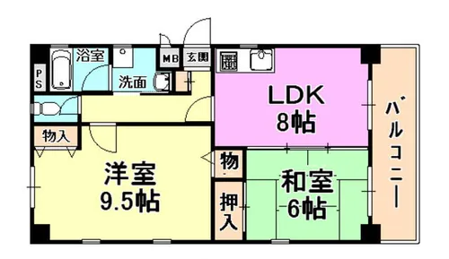 芦屋パティオ【1階】の間取り