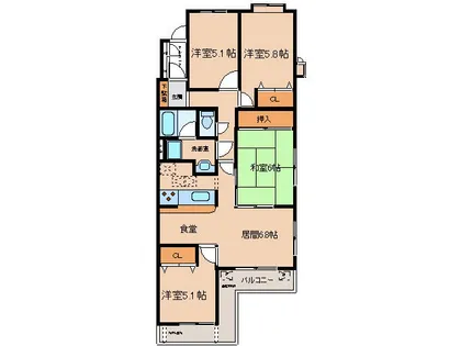 グローリアス小牧第2【3階】の間取り