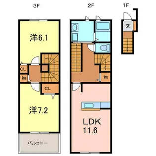 愛知県刈谷市恩田町1丁目【テラスハウス】の間取り