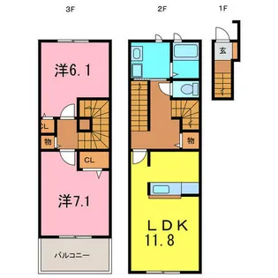 愛知県刈谷市恩田町1丁目【テラスハウス】の間取り