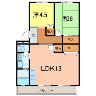 ハピネス緑【2階】の間取り